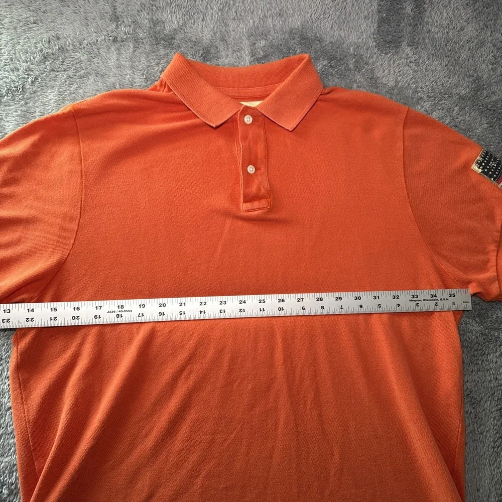 Denim & Supply Ralph Lauren Men's XL Orange Short Sleeve Polo Shirt Flag Sleeve